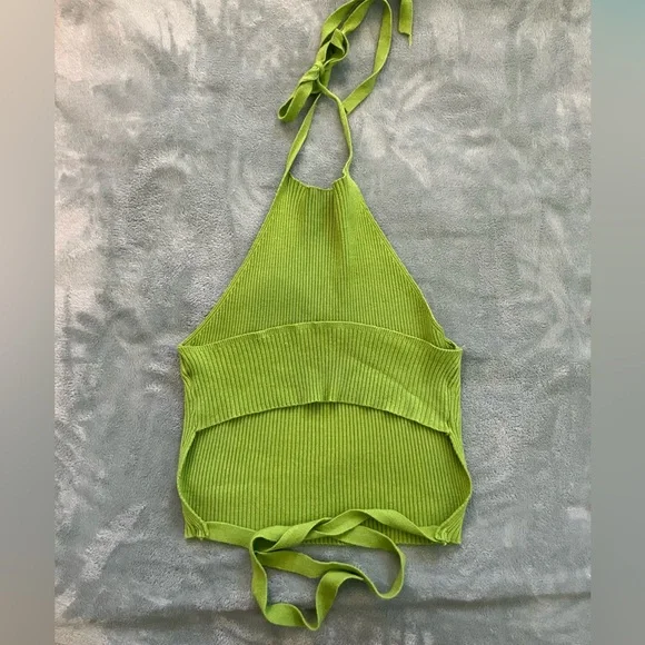 Green Ribbed Crop Top - Picture 3 of 3